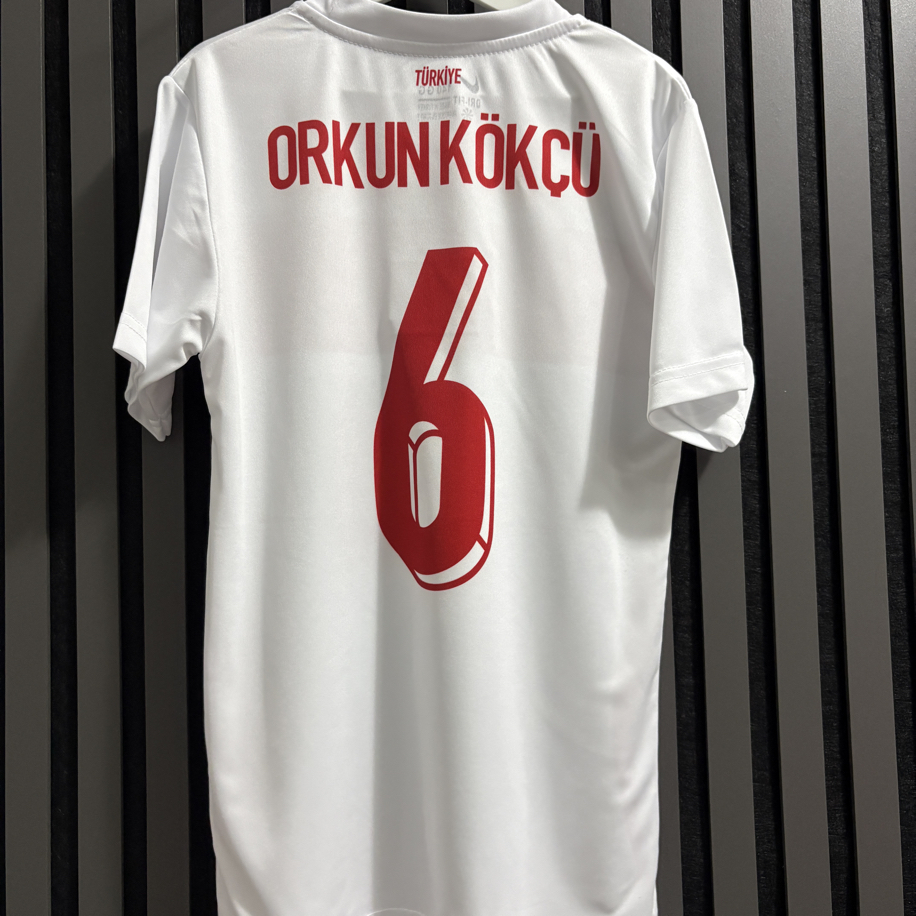 Çocuk- Orkun Kökçü#6- Türkiye Milli Takım Beyaz Çocuk Forma Takımı